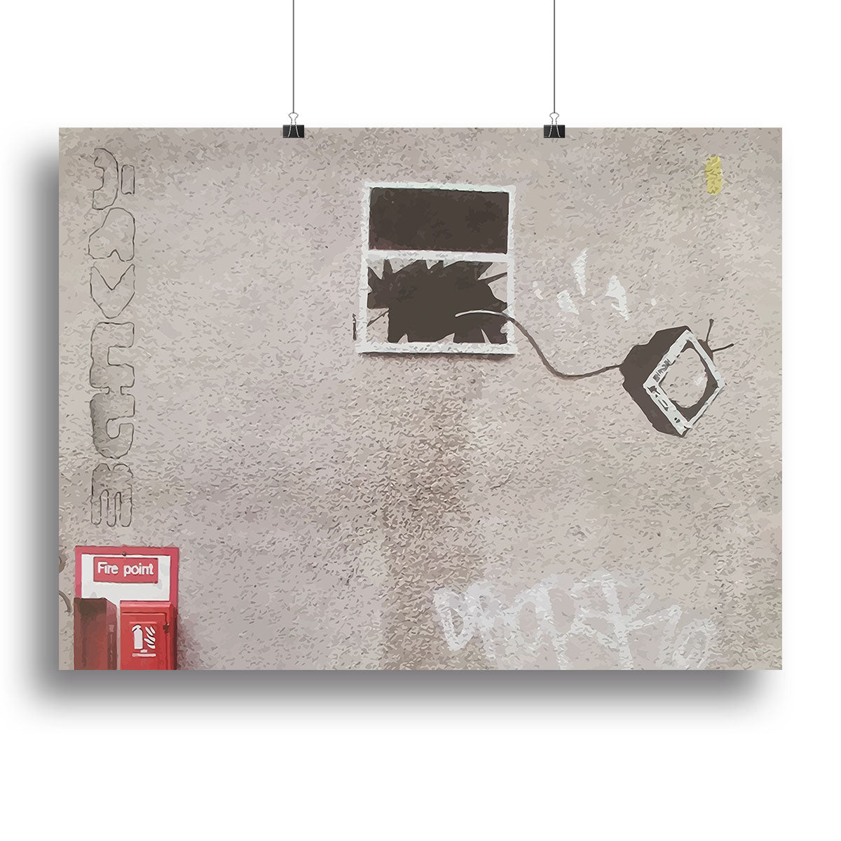 Banksy TV Through Window Poster - Unframed