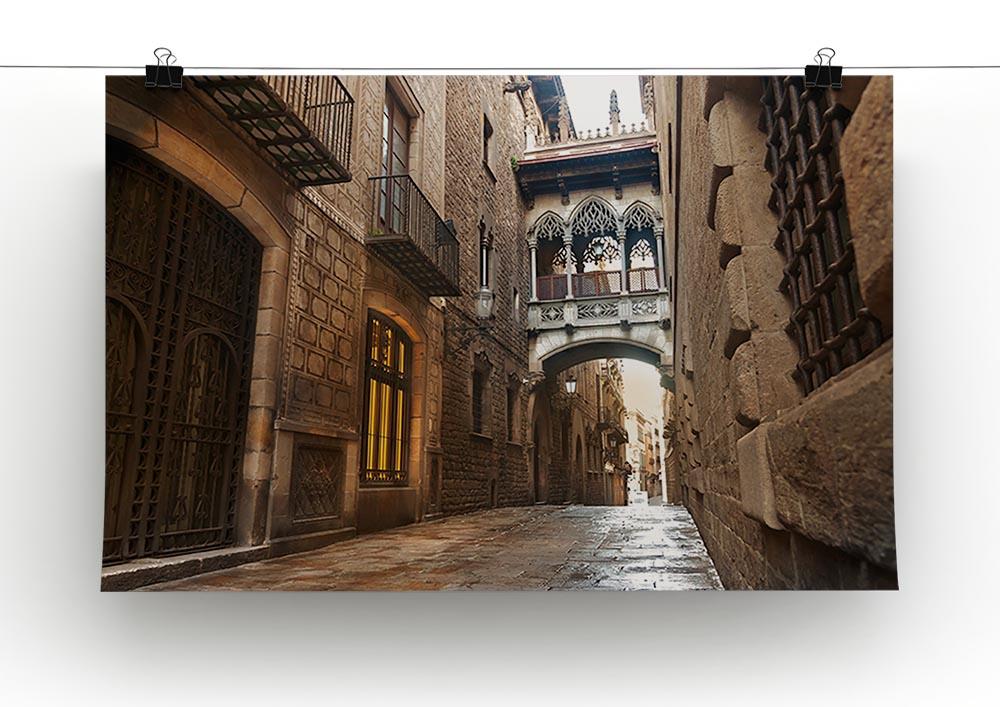 Barcelona Gothic quarter Carrer del Bisbe Poster - Unframed
