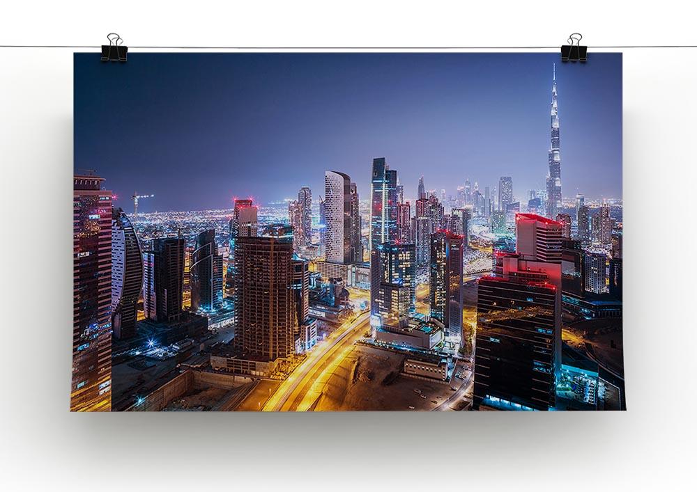 Beautiful night cityscape of Dubai Poster - Unframed