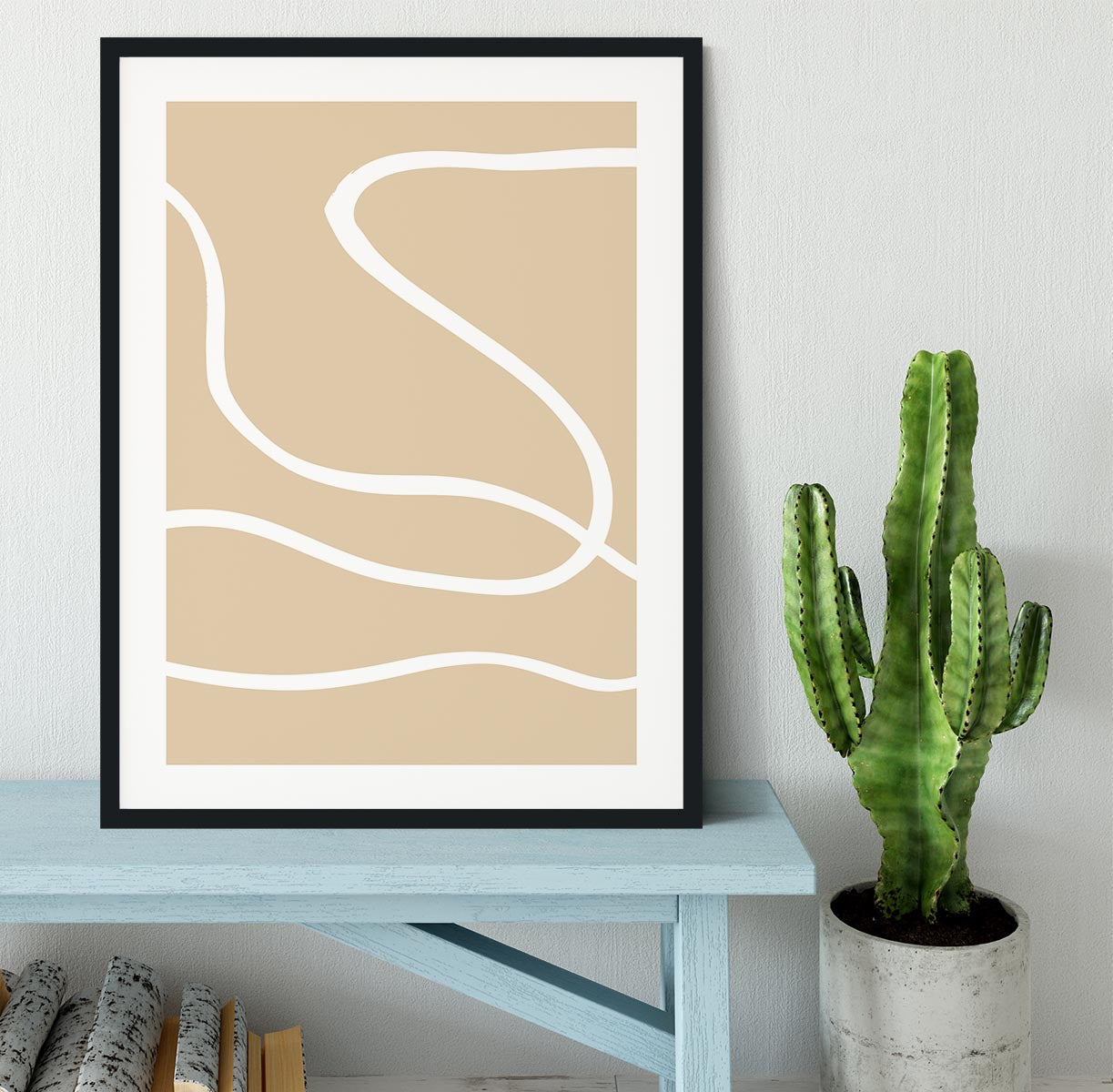 Beige Lines 01 Framed Print - 1x - 1