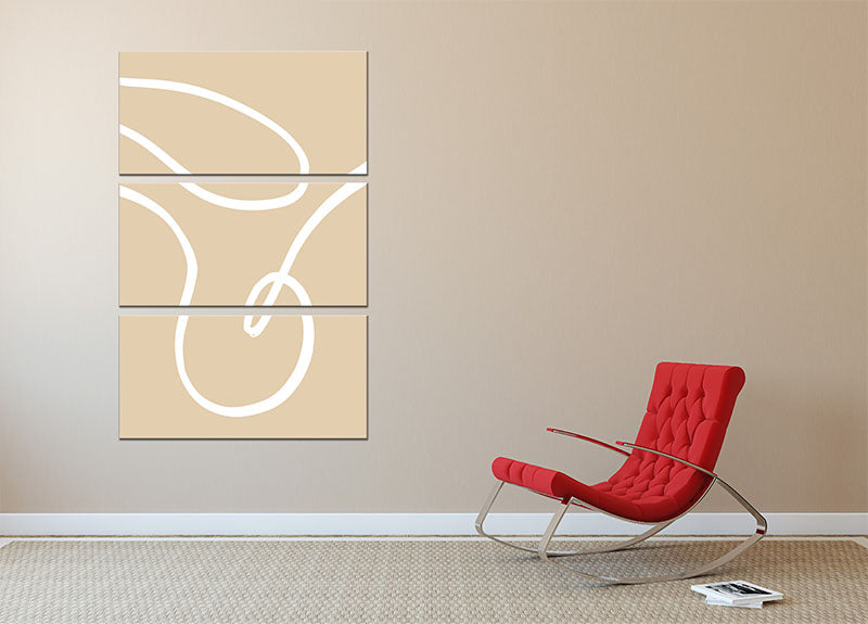 Beige Lines 02 3 Split Panel Canvas Print - 1x - 2