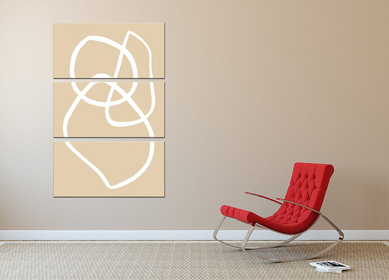 Beige Lines 03 3 Split Panel Canvas Print - 1x - 2