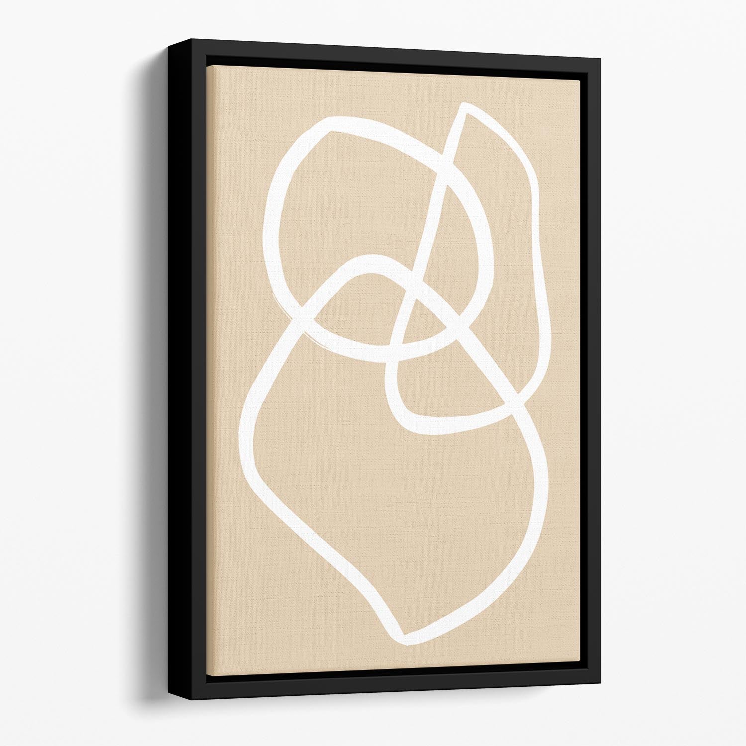 Beige Lines 03 Floating Framed Canvas - 1x - 1