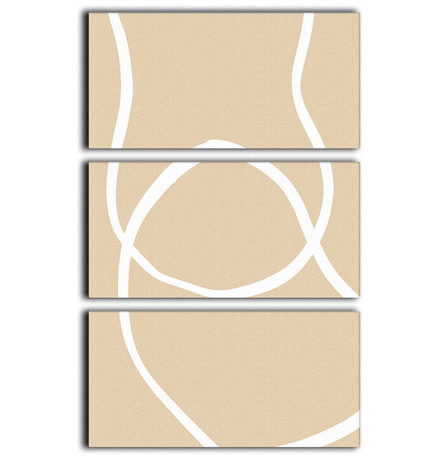 Beige Lines 04 3 Split Panel Canvas Print - 1x - 1