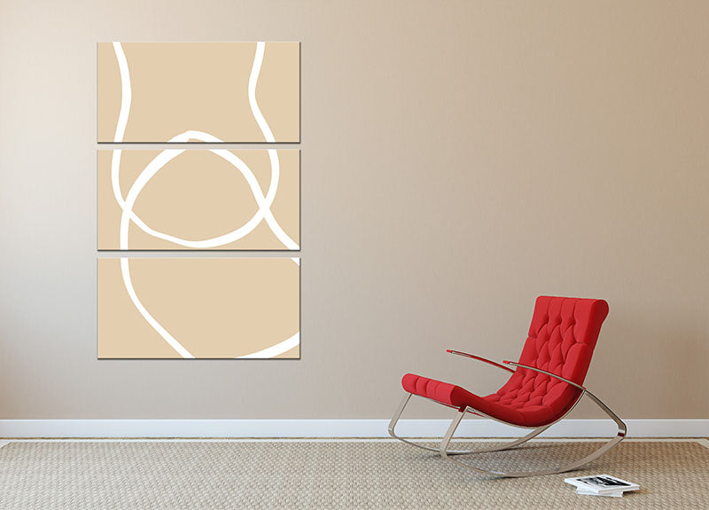 Beige Lines 04 3 Split Panel Canvas Print - 1x - 2