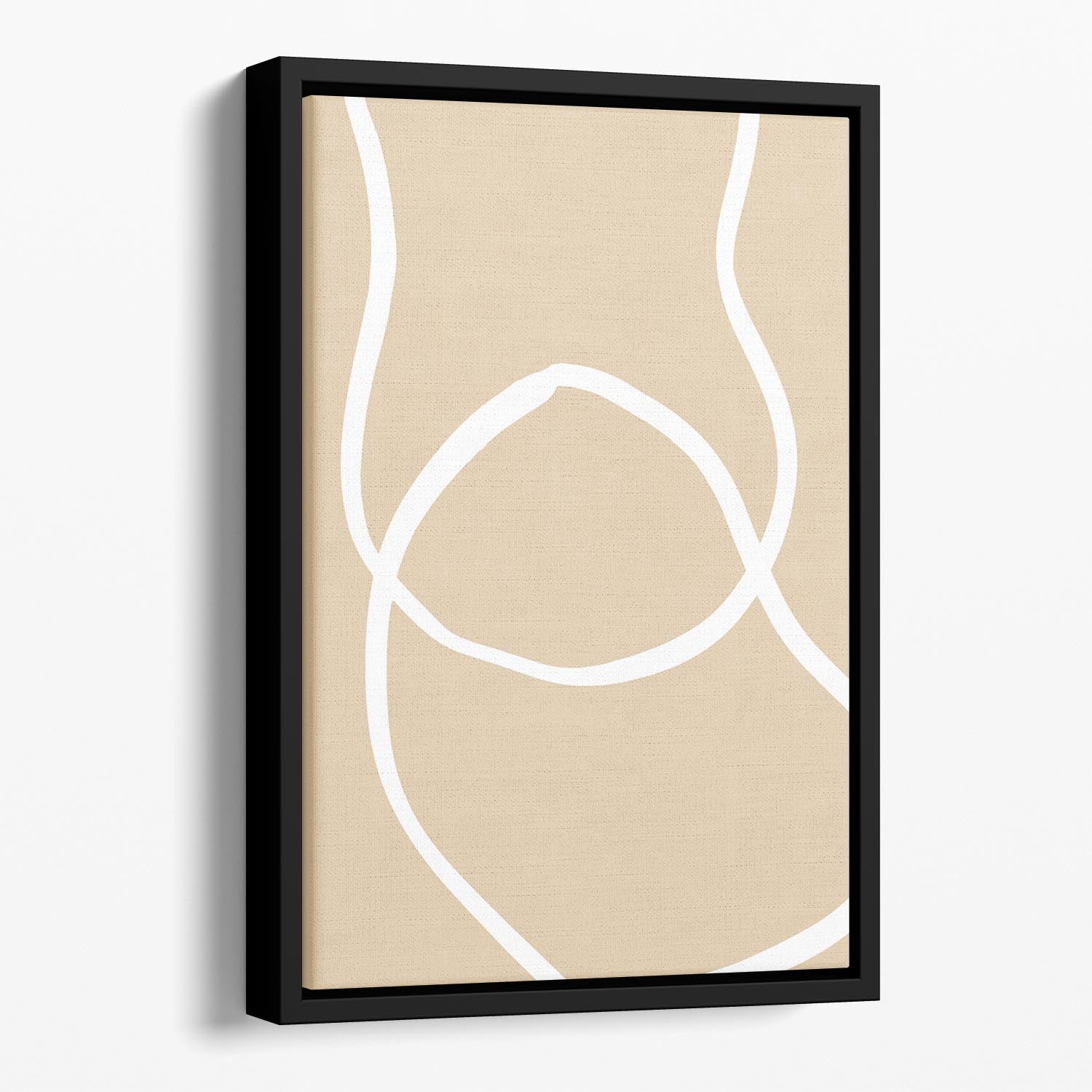 Beige Lines 04 Floating Framed Canvas - 1x - 1