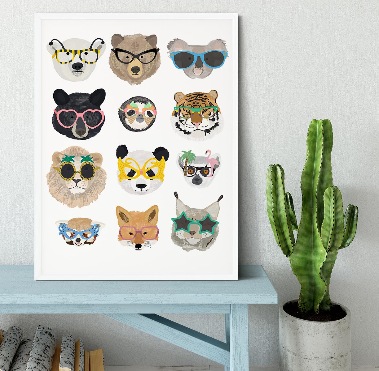 Big Cats in glasses print Framed Print - 1x -6