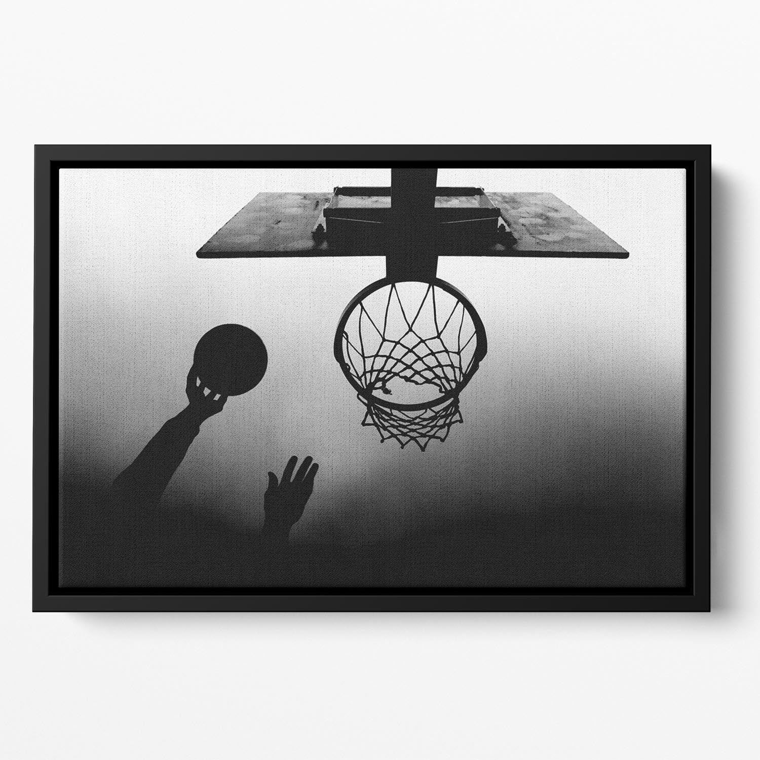 Black And White Basketball Hoop Floating Framed Canvas - 1x - 2