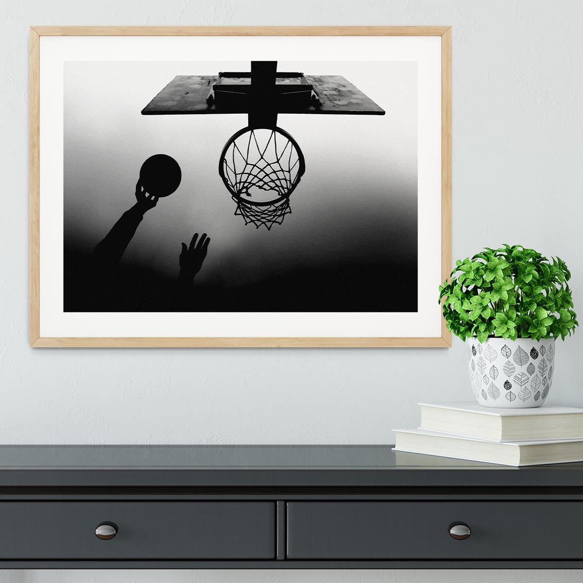 Black And White Basketball Hoop Framed Print - 1x - 3