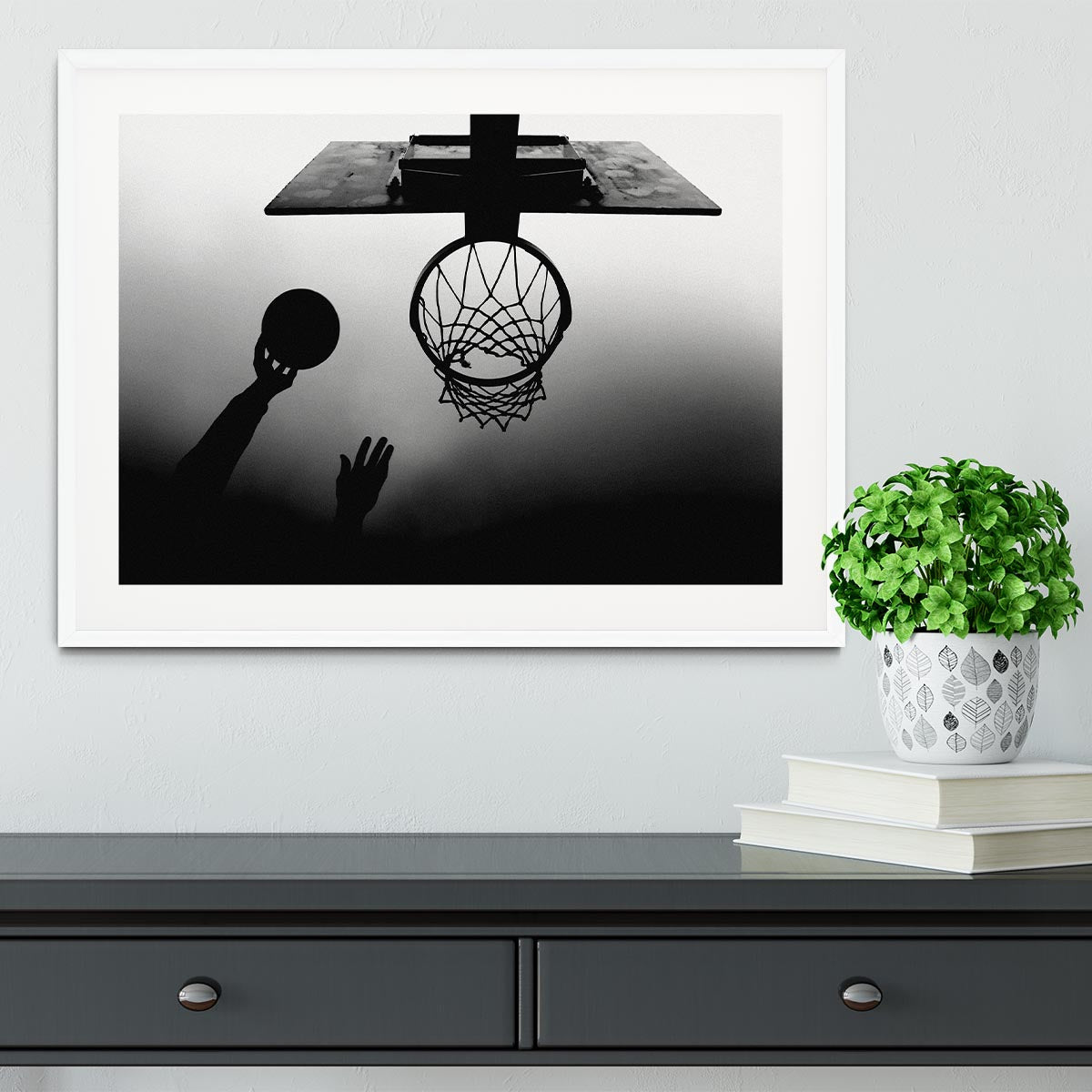 Black And White Basketball Hoop Framed Print - 1x - 5