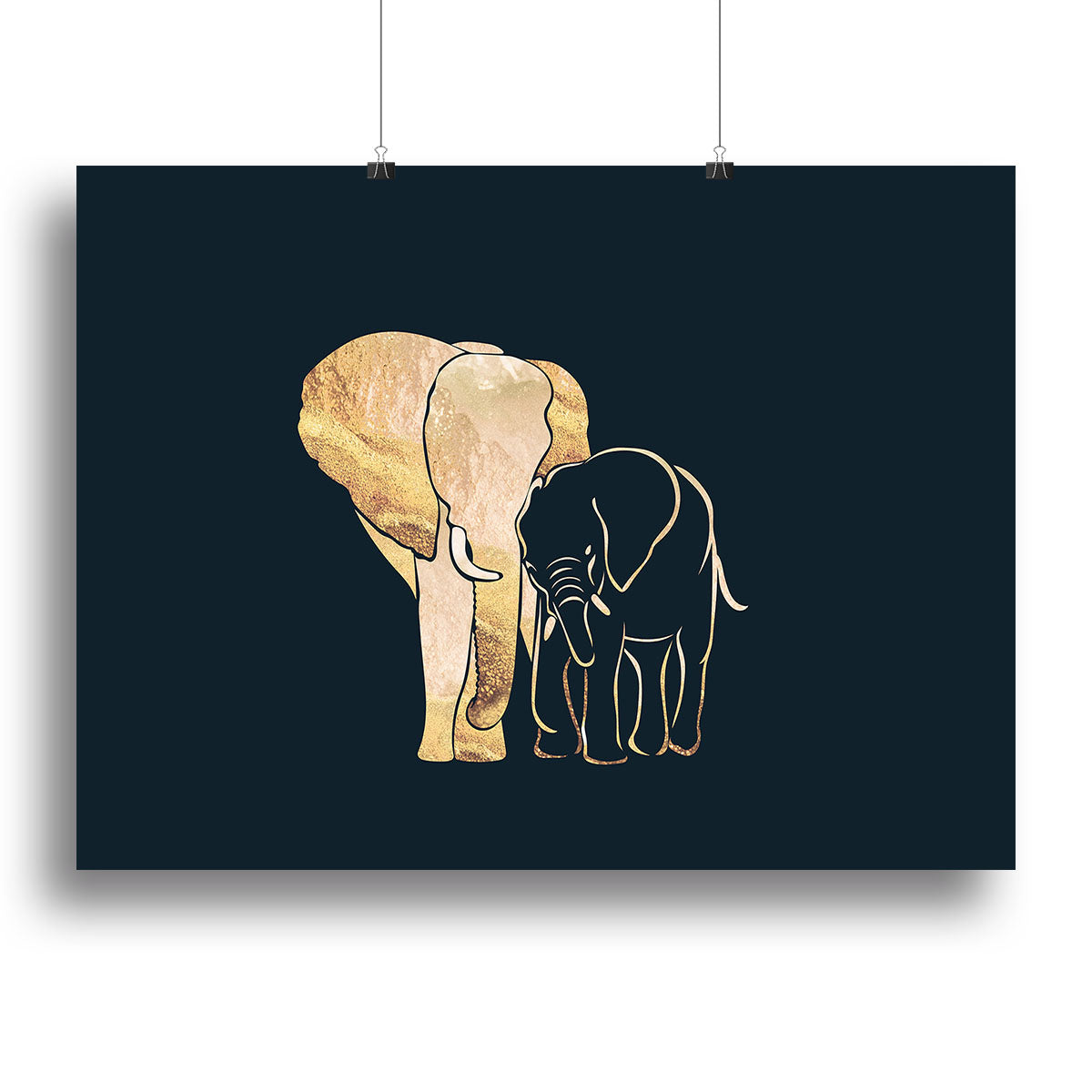 Black Gold Elephants 1 Canvas Print or Poster - 1x - 2