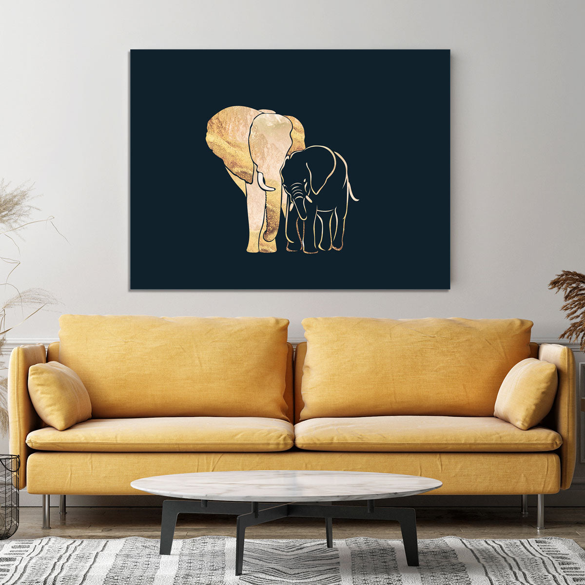 Black Gold Elephants 1 Canvas Print or Poster - 1x - 4