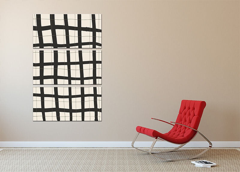 Black Grid 3 Split Panel Canvas Print - 1x - 2