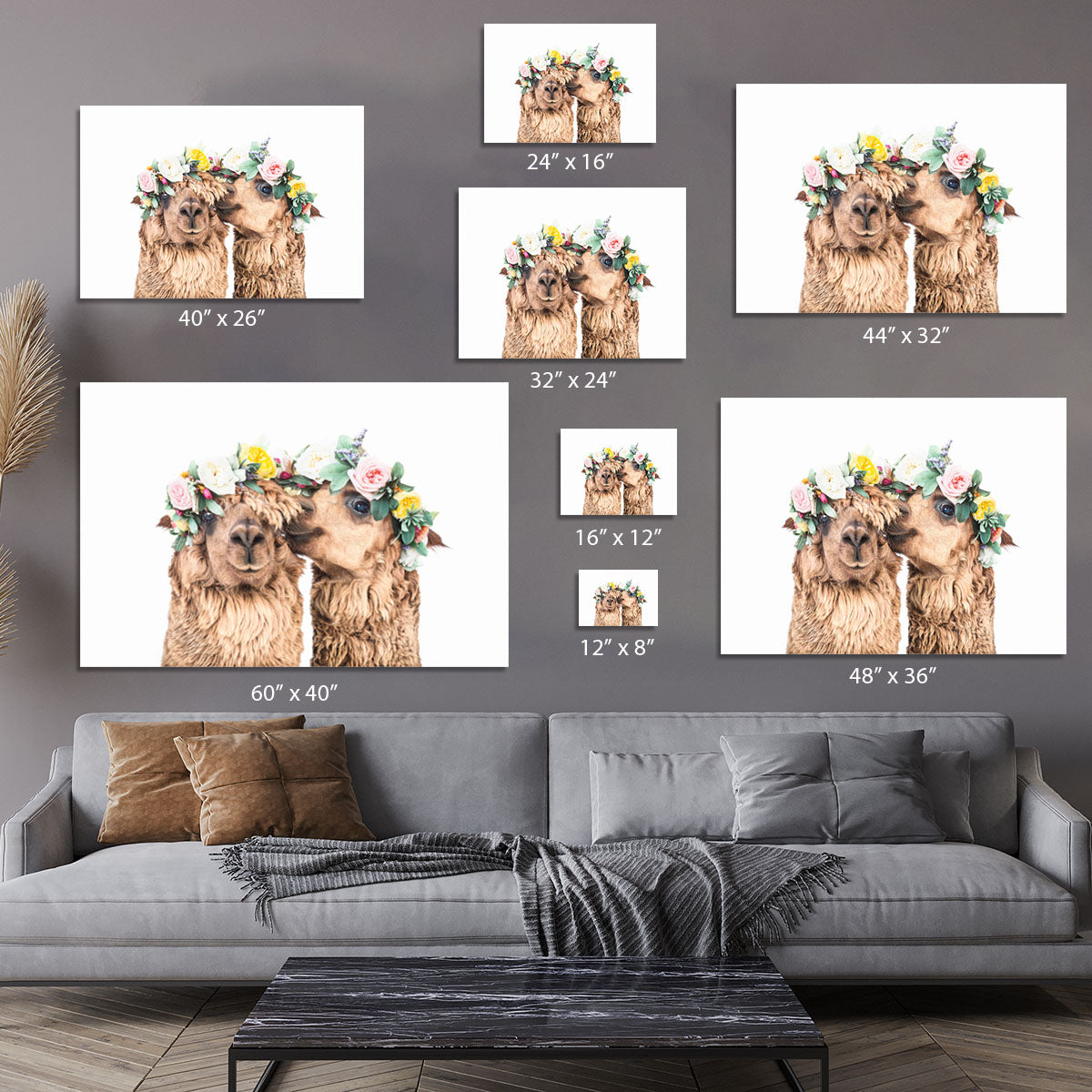 Boho Alpacas Canvas Print or Poster - 1x - 7