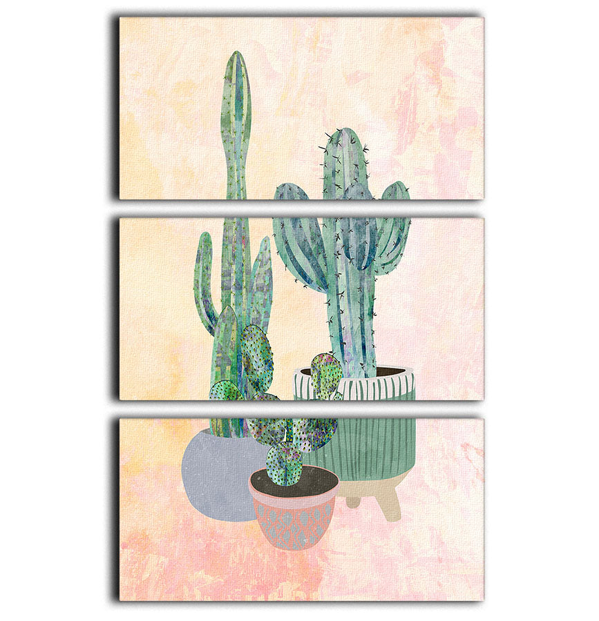 Boho Cactus Trio 3 Split Panel Canvas Print - 1x - 1