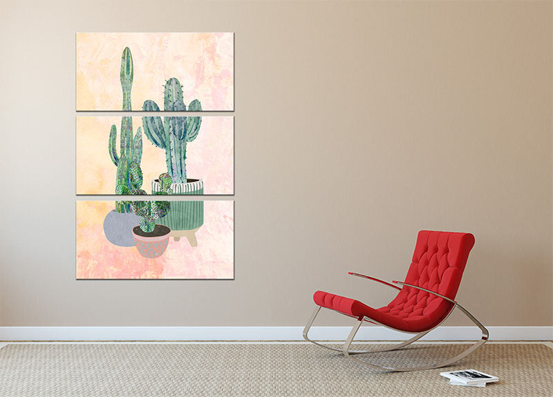 Boho Cactus Trio 3 Split Panel Canvas Print - 1x - 2