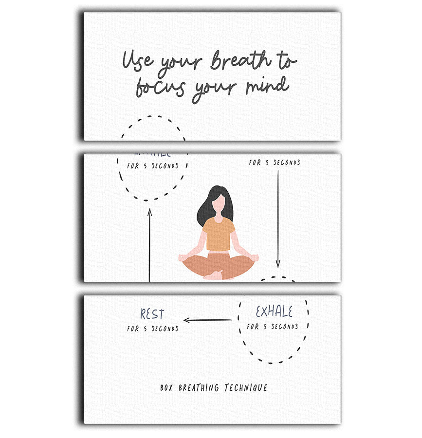 Box Breathe Yoga 3 Split Panel Canvas Print - Canvas Art Rocks - 1