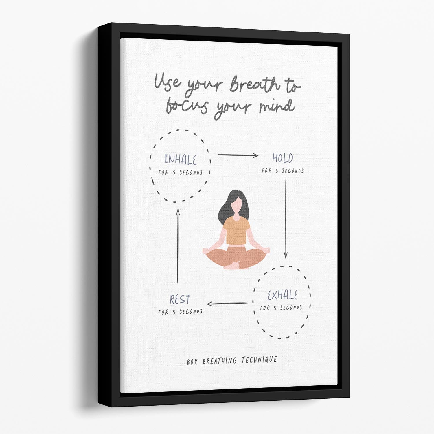 Box Breathe Yoga Floating Framed Canvas - Canvas Art Rocks - 1