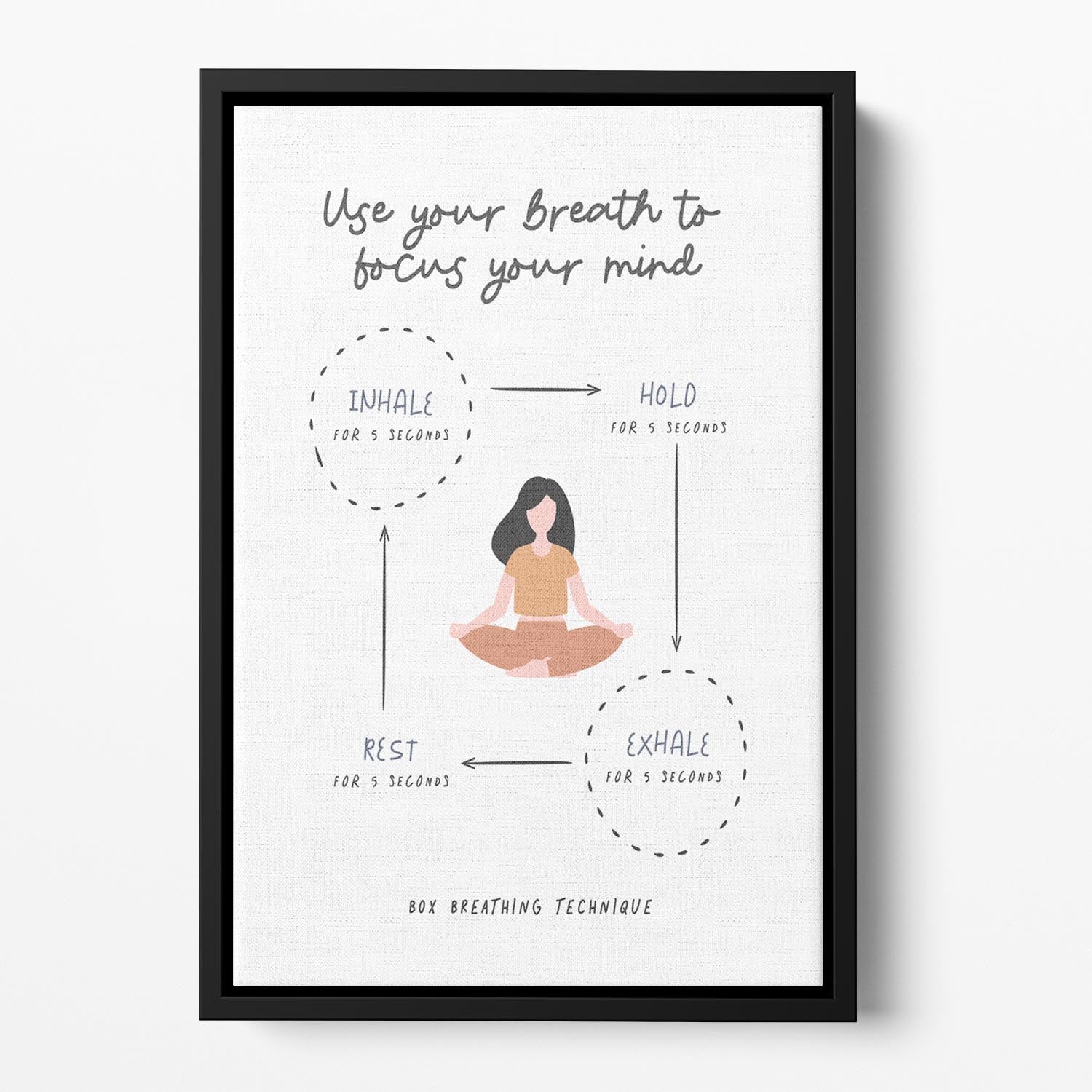 Box Breathe Yoga Floating Framed Canvas - Canvas Art Rocks - 2