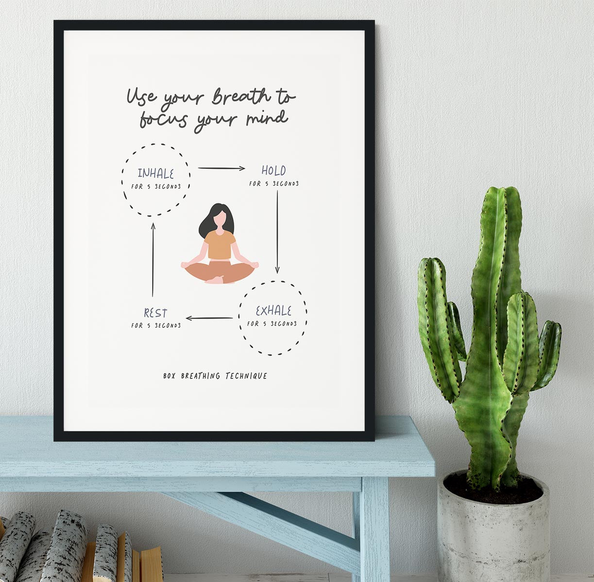 Box Breathe Yoga Framed Print - Canvas Art Rocks - 1