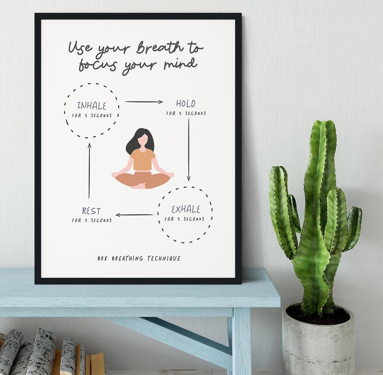 Box Breathe Yoga Framed Print - Canvas Art Rocks - 2