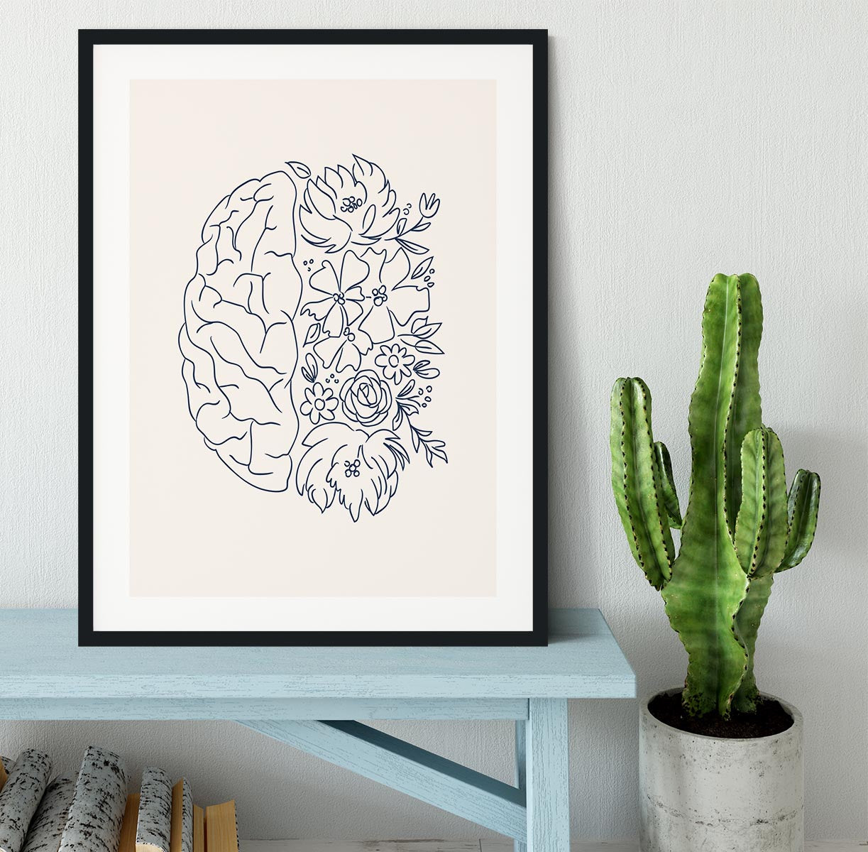 Brain Sketch Framed Print - Canvas Art Rocks - 1