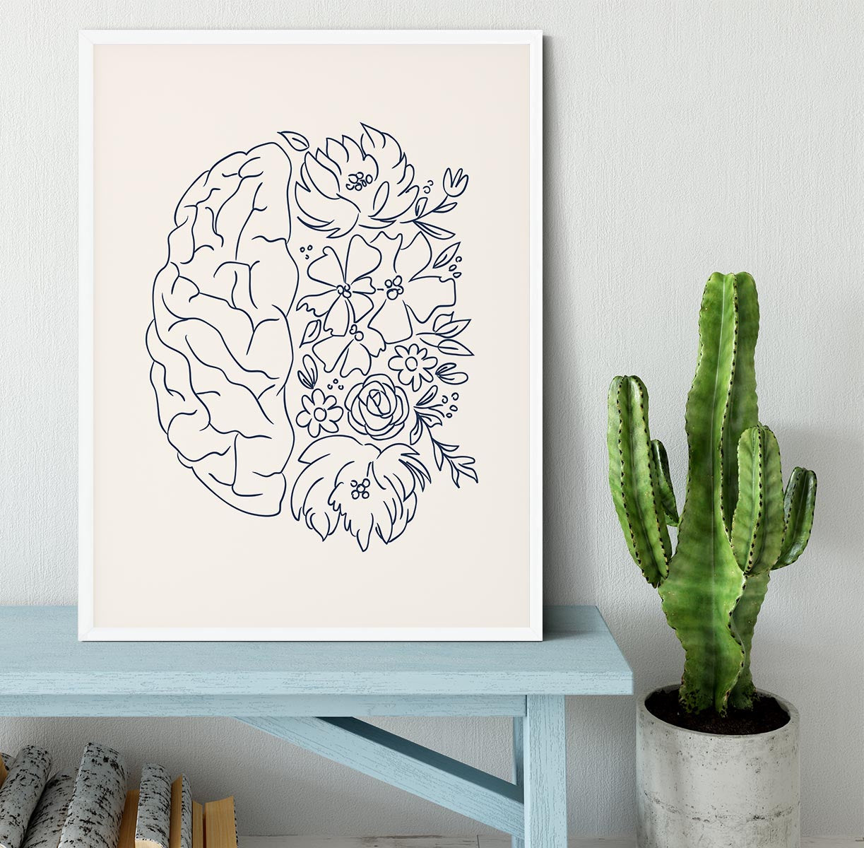 Brain Sketch Framed Print - Canvas Art Rocks -6