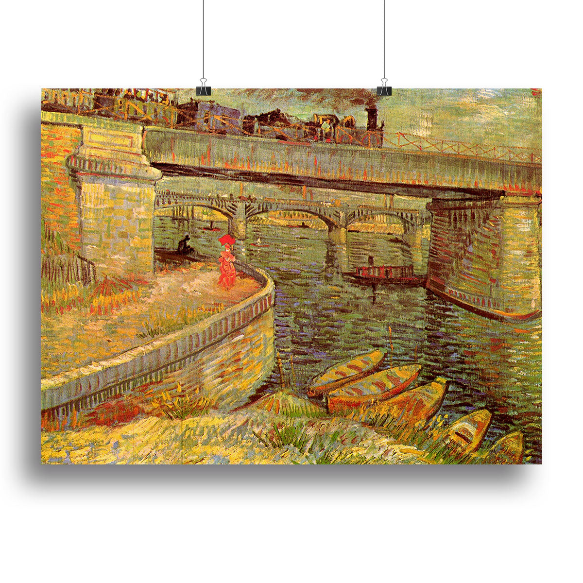 Bridges across the Seine at Asnieres by Van Gogh Poster - Unframed