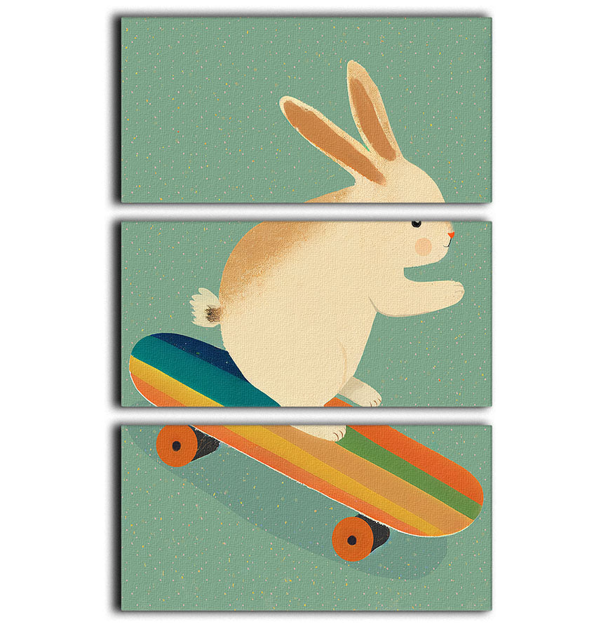 Bunny On Skateboard 3 Split Panel Canvas Print - 1x - 1