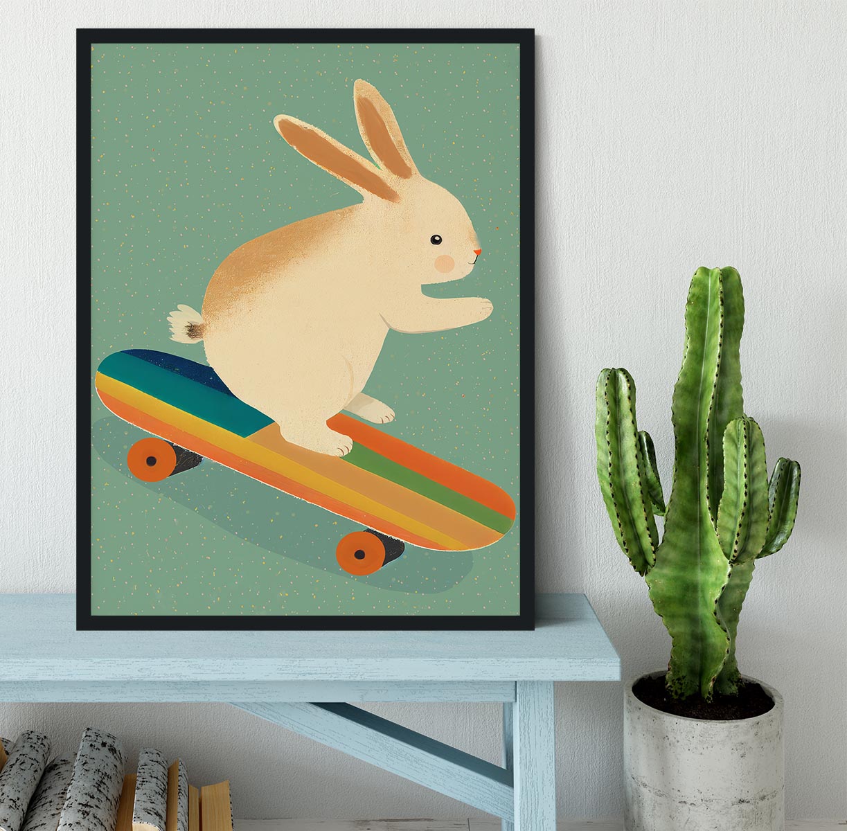 Bunny On Skateboard Framed Print - 1x - 2