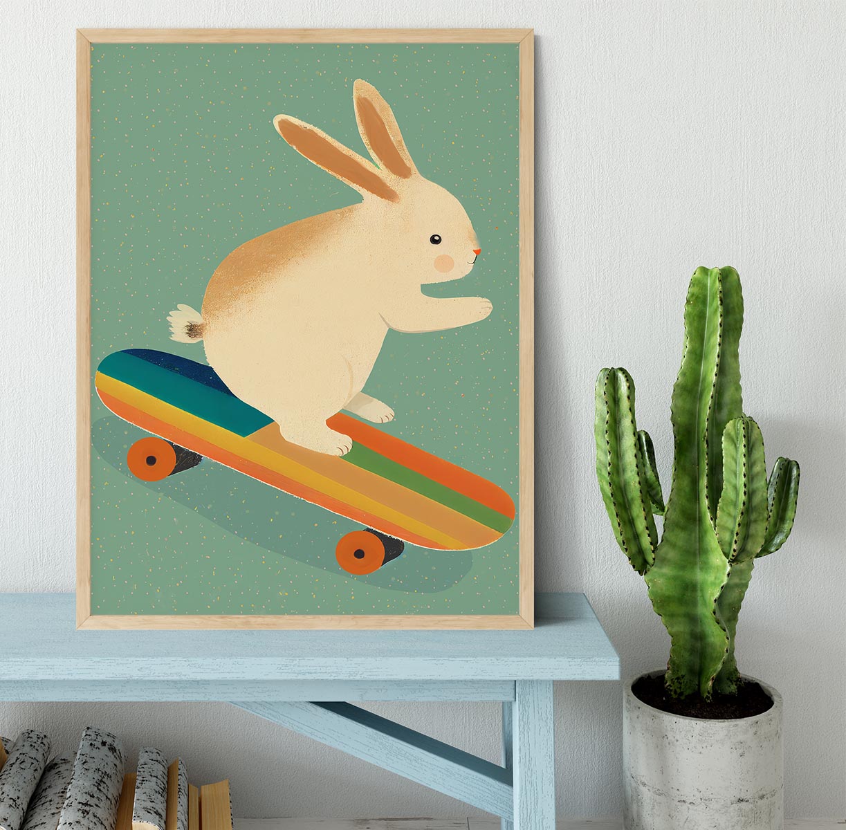 Bunny On Skateboard Framed Print - 1x - 4