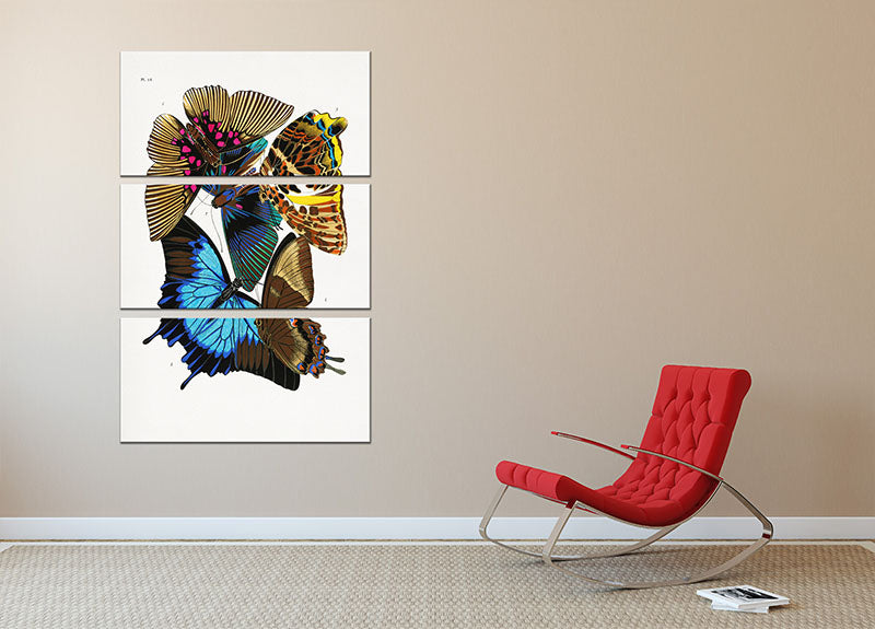 Butterflies Part 16 3 Split Panel Canvas Print - Canvas Art Rocks - 2