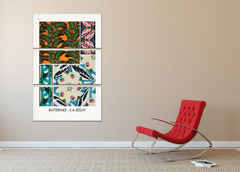 Butterflies Part 17 3 Split Panel Canvas Print - Canvas Art Rocks - 2