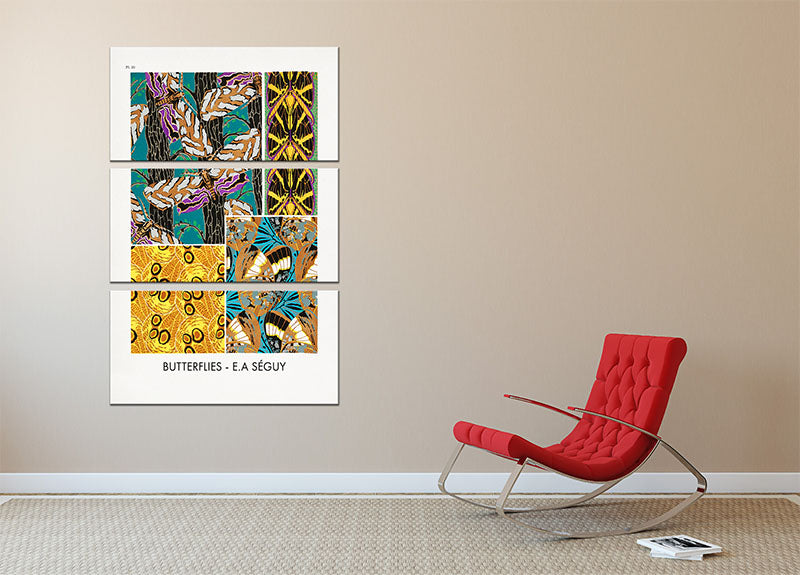 Butterflies Part 20 3 Split Panel Canvas Print - Canvas Art Rocks - 2