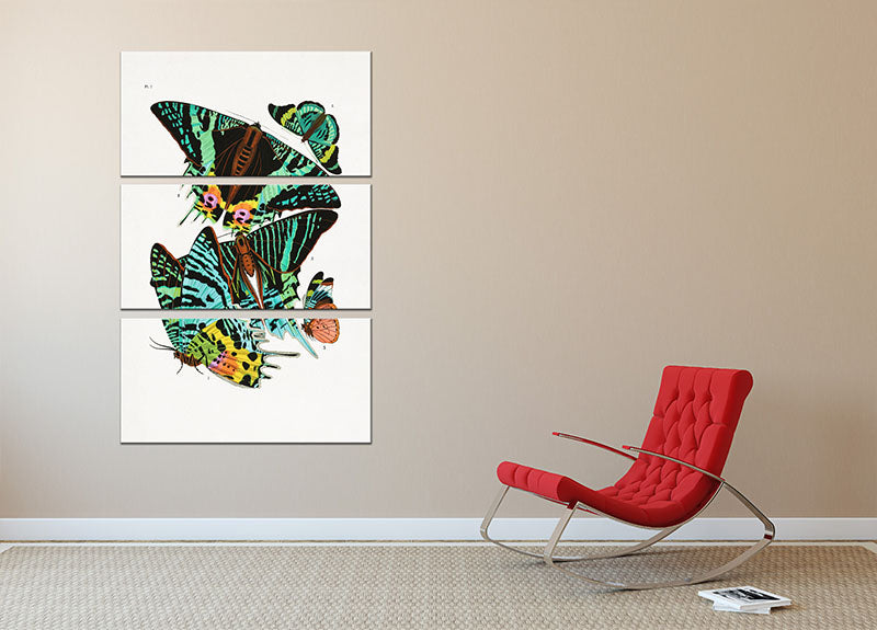 Butterflies Part 7 3 Split Panel Canvas Print - Canvas Art Rocks - 2