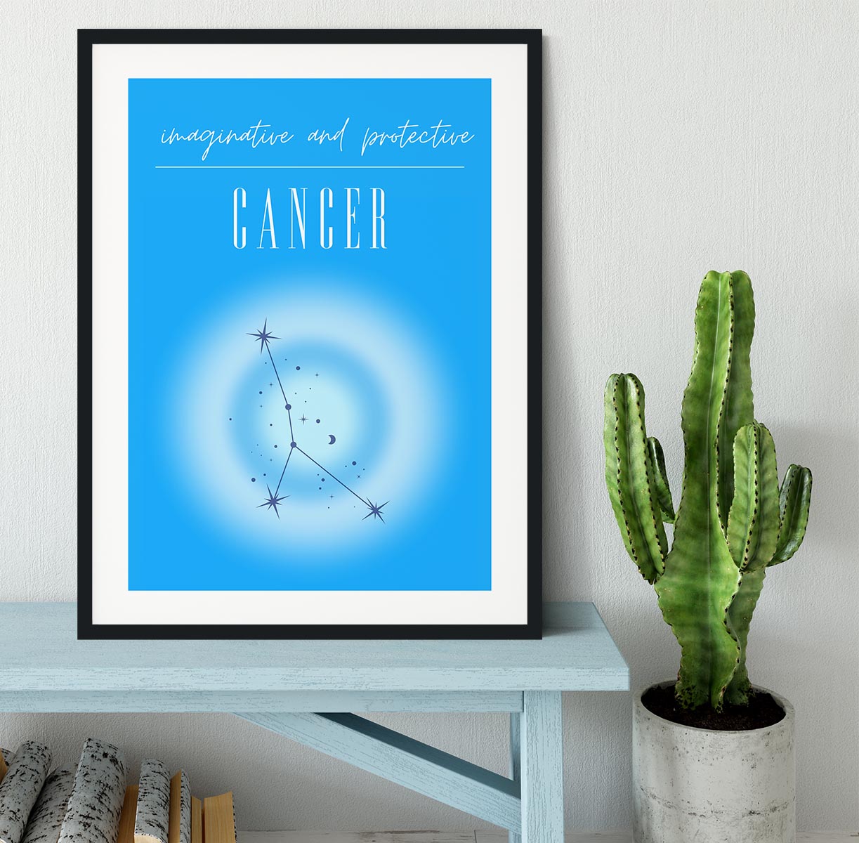 Cancer Zodiac Serenity Print Framed Print - Canvas Art Rocks - 1