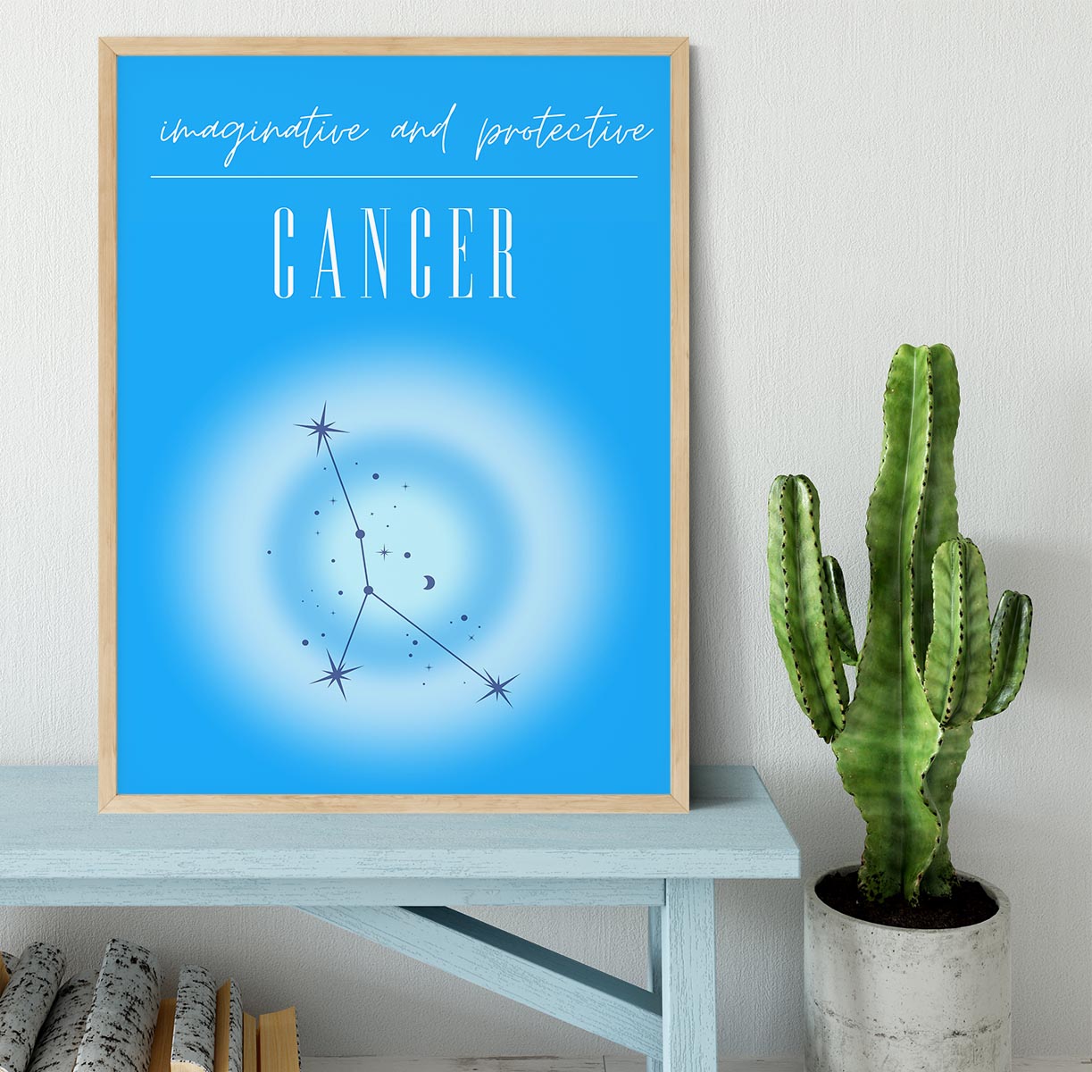 Cancer Zodiac Serenity Print Framed Print - Canvas Art Rocks - 4