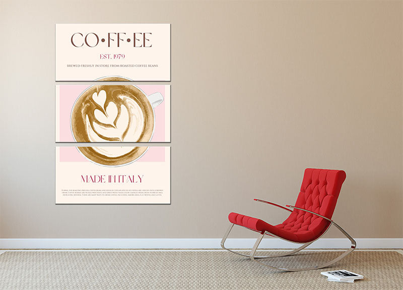 Coffee Print 3 Split Panel Canvas Print - Canvas Art Rocks - 2