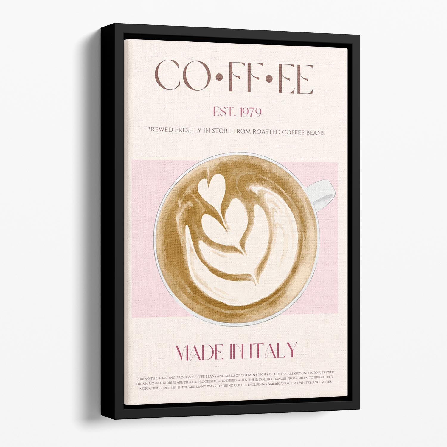 Coffee Print Floating Framed Canvas - Canvas Art Rocks - 1