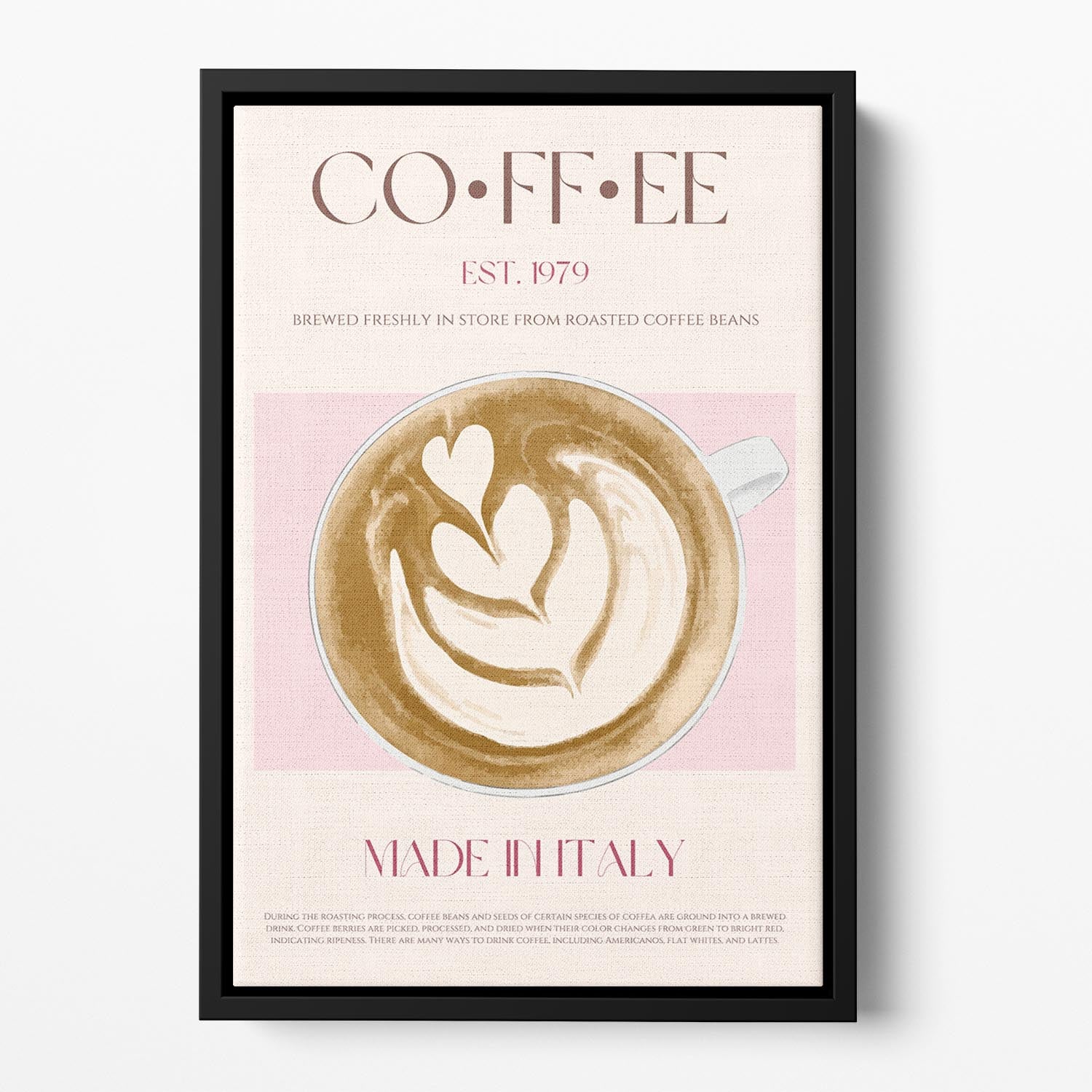 Coffee Print Floating Framed Canvas - Canvas Art Rocks - 2