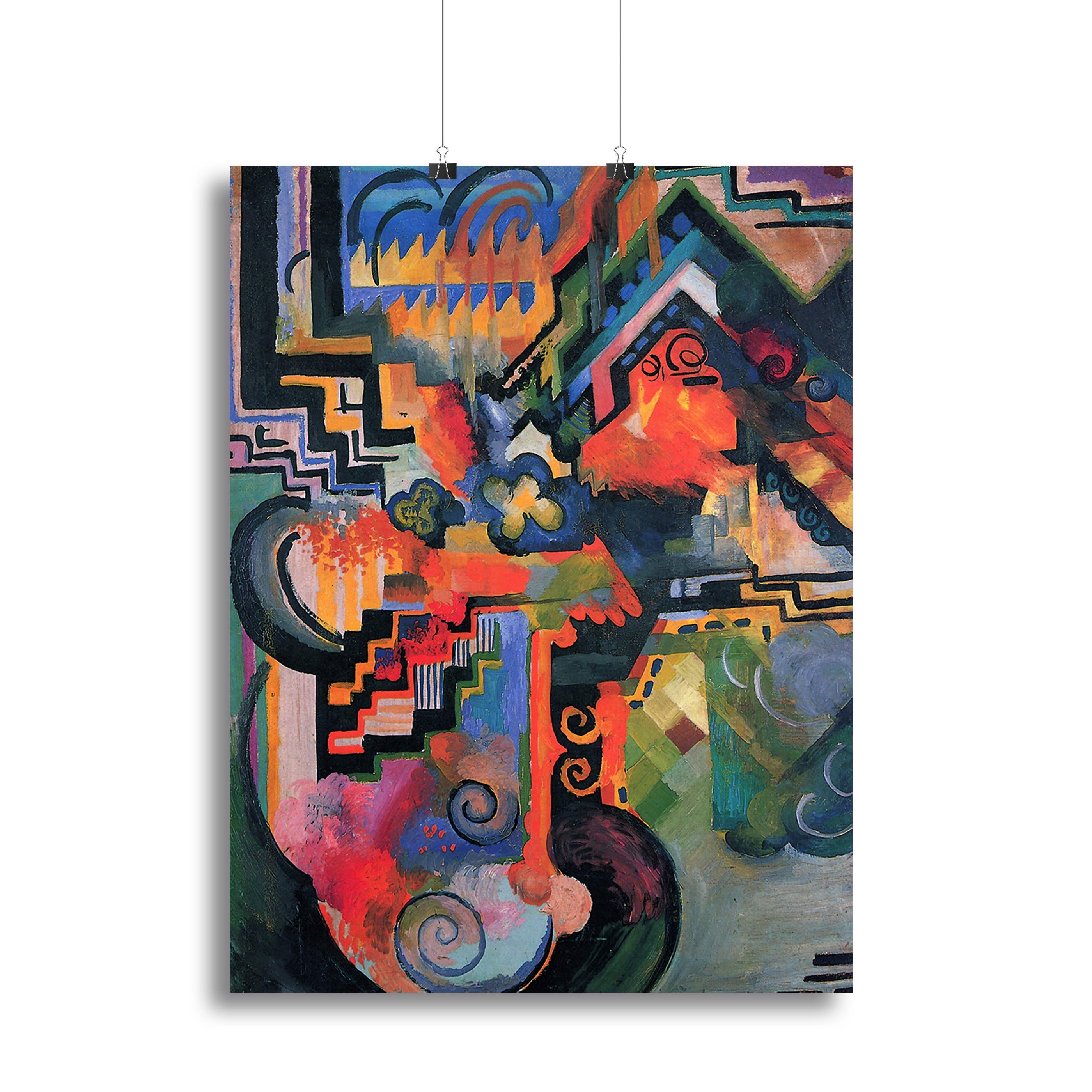 Colored composition Hommage o Sebastin Johann Bach by Macke Poster - Unframed