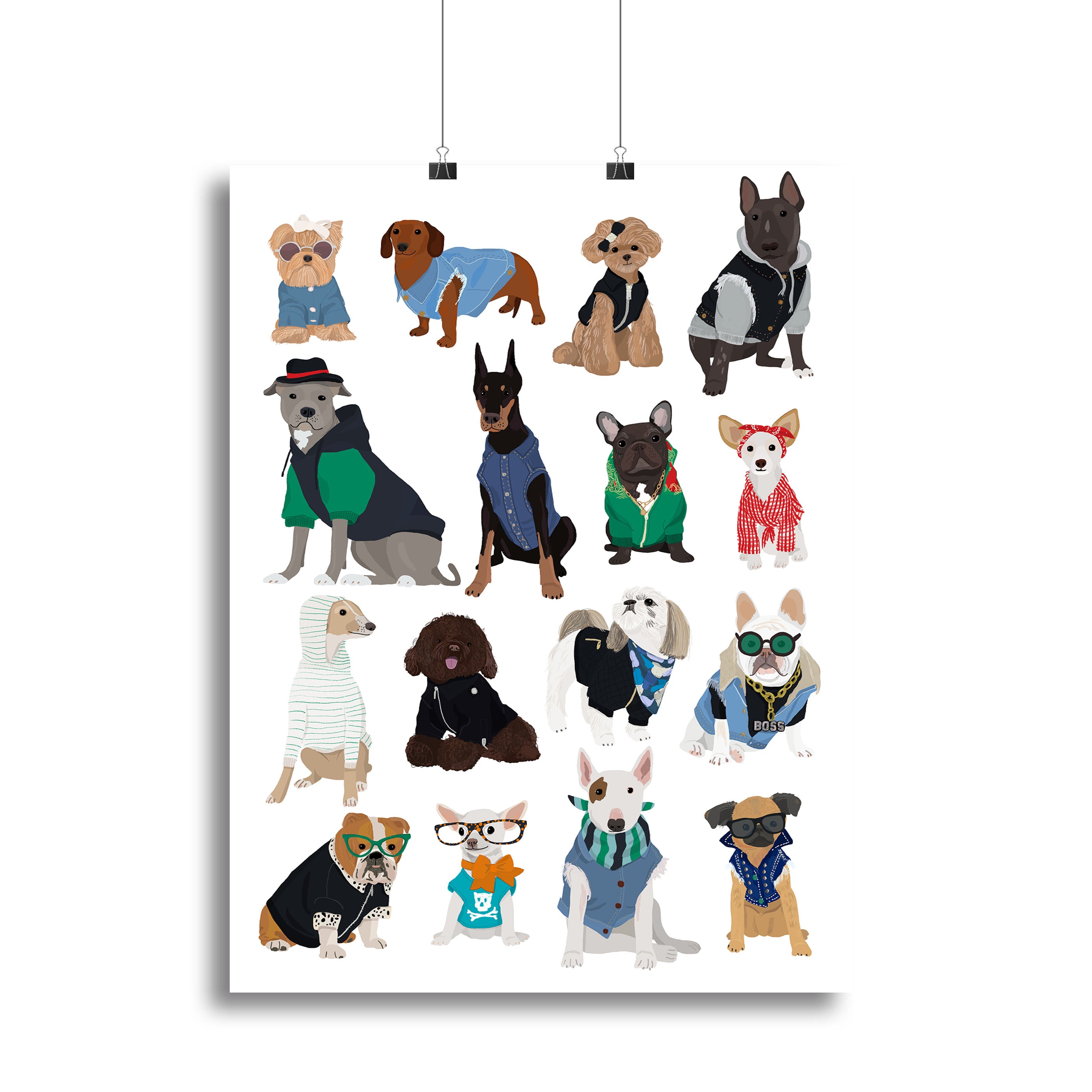 Cool Dog Print Canvas Print or Poster - 1x - 2