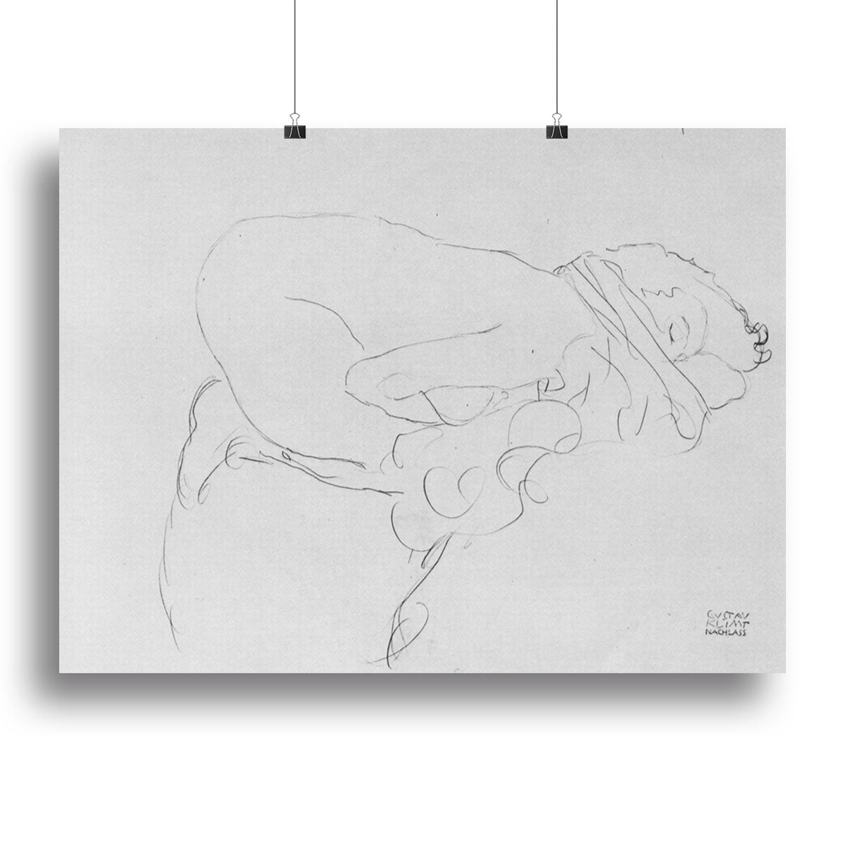 Crouching to right by Klimt Poster - Unframed