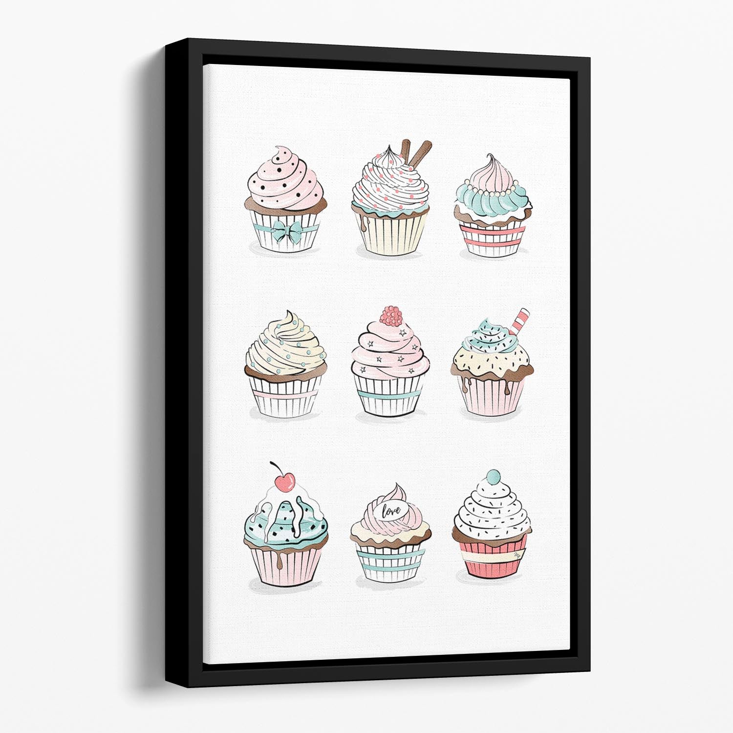 Cupcakes Floating Framed Canvas - Canvas Art Rocks - 1