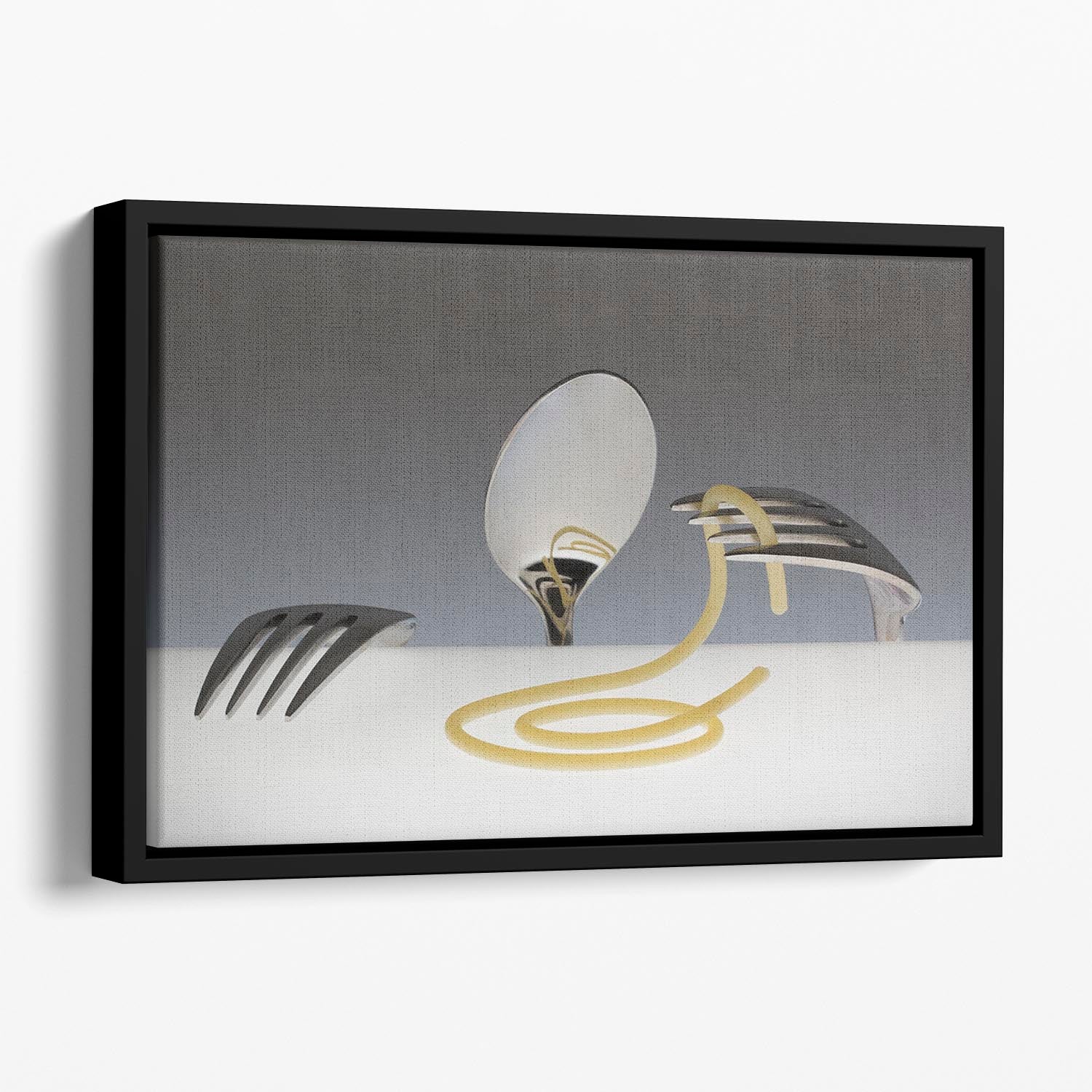 Cutlery Eating Spaghetti Floating Framed Canvas - 1x - 1