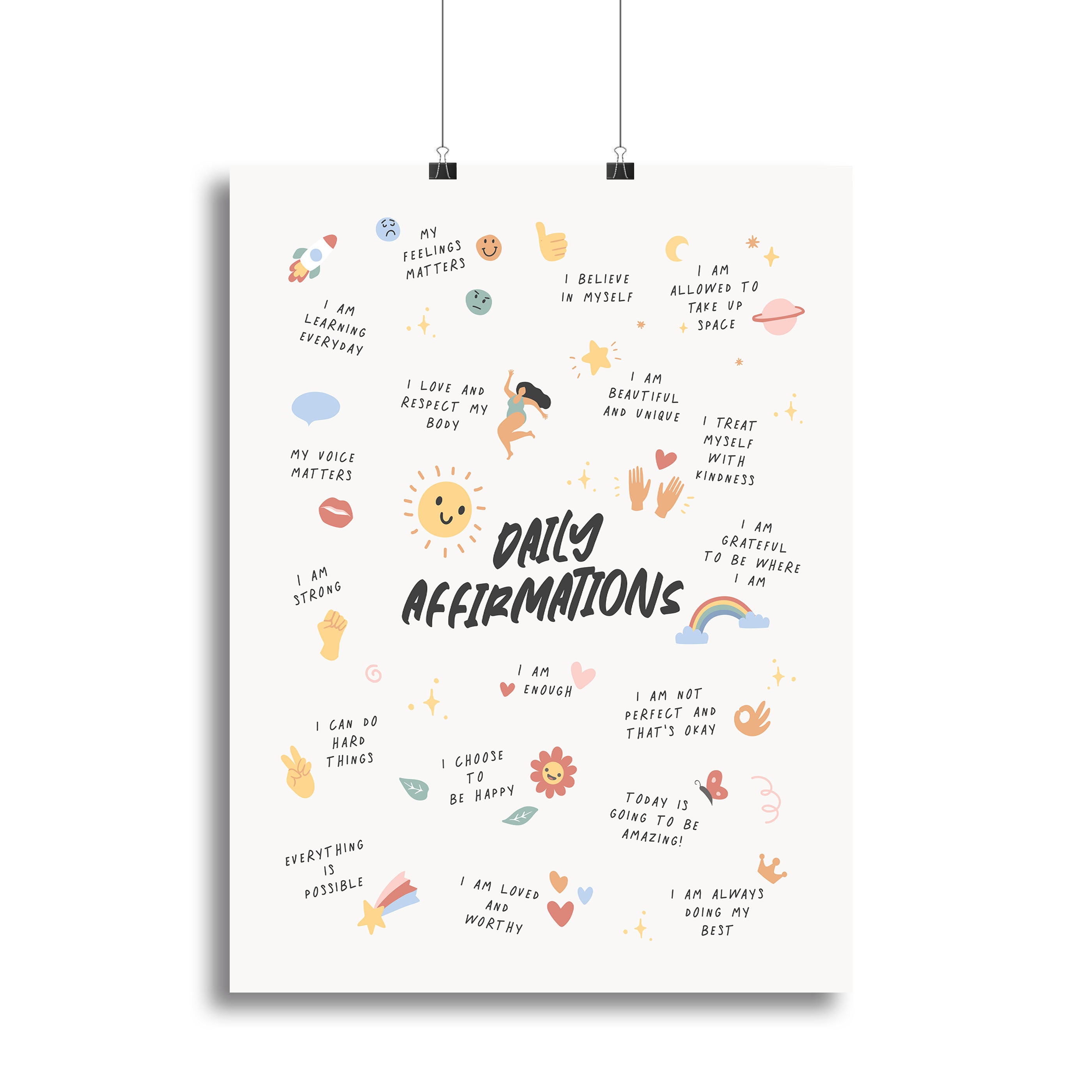 Daily Affirmations Emoji Canvas Print or Poster - Canvas Art Rocks - 2