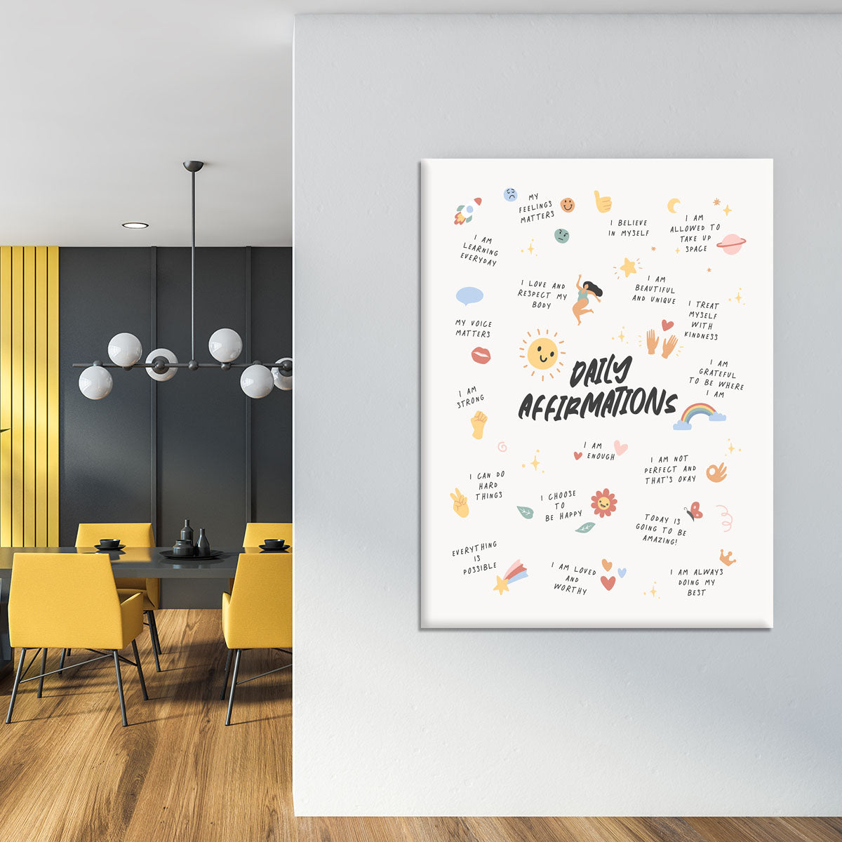 Daily Affirmations Emoji Canvas Print or Poster - Canvas Art Rocks - 4