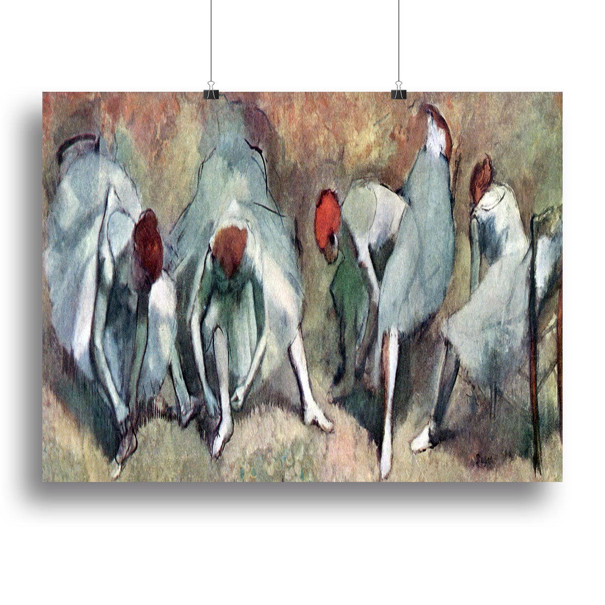 Dancers lace their shoes by Degas Poster - Unframed