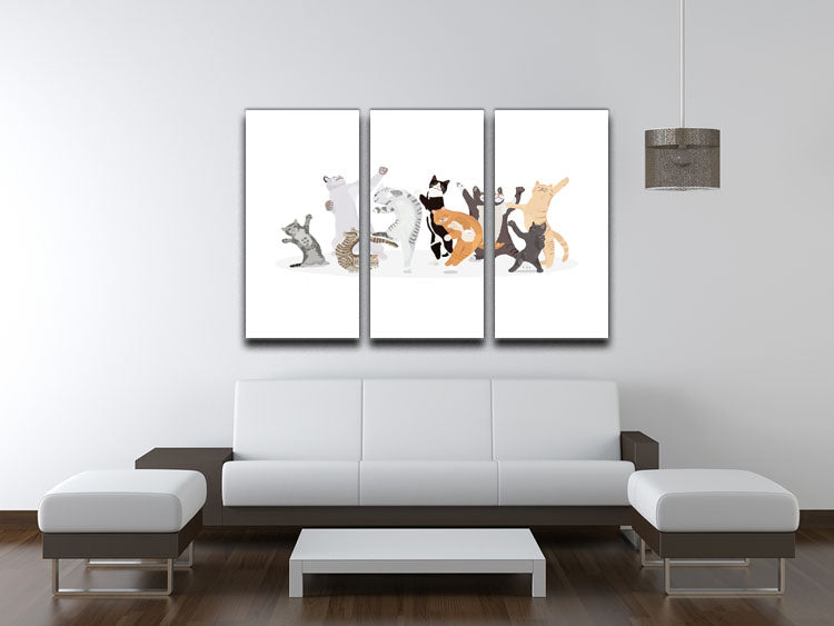 Dancing Cat 3 Split Panel Canvas Print - 1x - 3