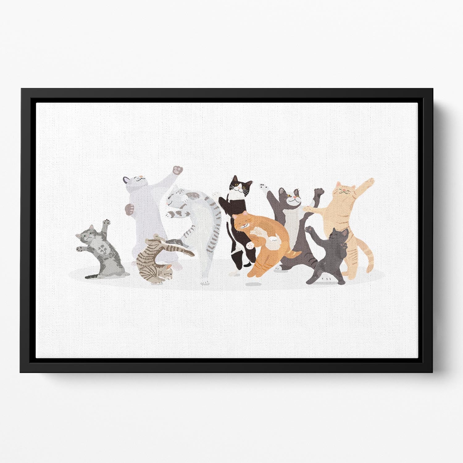 Dancing Cat Floating Framed Canvas - 1x - 2